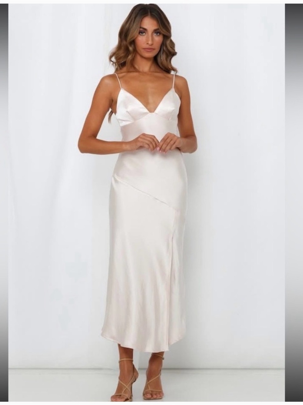 NWT Hello Molly Asking For a Friend Champagne Slit Dress